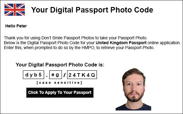 Digital UK Passport Photo Code